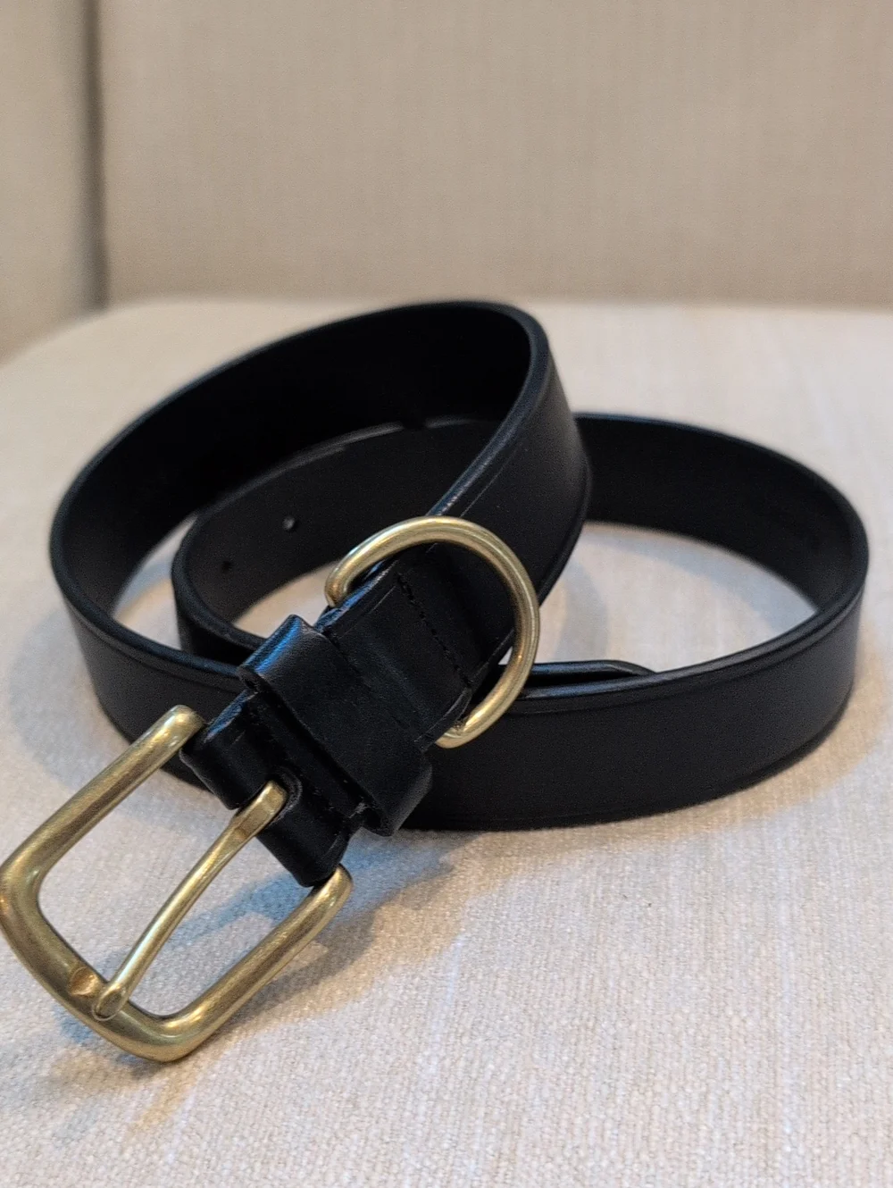 Crossroads Black Leather Belt with Solid Brass Buckle Size M Classic